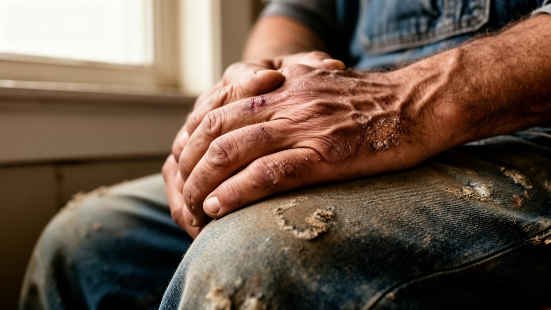 Worker hands at rest after a long shift