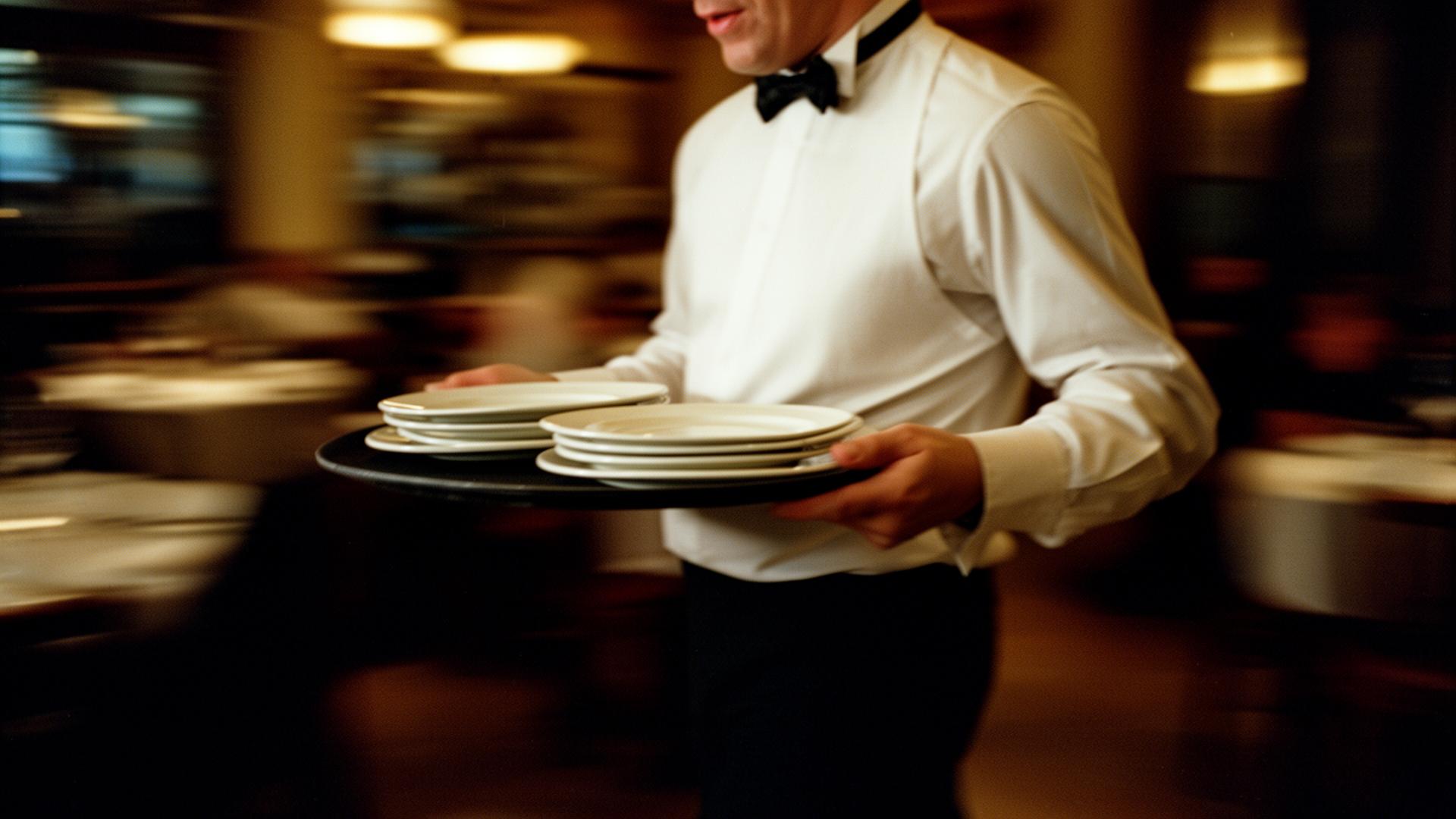 Waiter moving through a restaurant